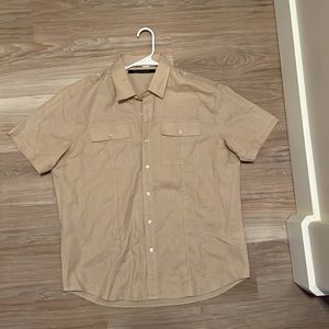SEAN JOHN "Moonlight" SS Button Front Linen Blend Shirt Beige Size XL